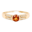 0.51 Carat Genuine Citrine and White Diamond 14K Yellow Gold Ring-3