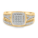 14K Yellow Gold Plated Sterling Silver 1/2 Cttw Diamond Square Cluster Bridal Set-1