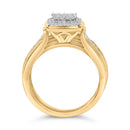 14K Yellow Gold Plated Sterling Silver 1/2 Cttw Diamond Square Cluster Bridal Set-5
