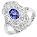 1.17 Carat Genuine Tanzanite and White Topaz .925 Sterling Silver Ring-1