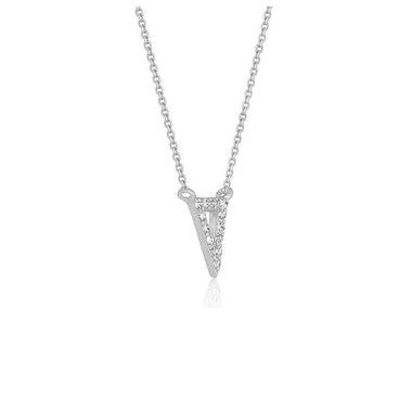 Diamond Inverted Triangle Pendant in 14k White Gold - 0
