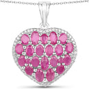 5.00 Carat Genuine Ruby and White Diamond .925 Sterling Silver Pendant-1