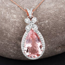 8.14 Carat Genuine Morganite and White Diamond 14K Rose Gold Pendant-4
