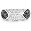 0.99 Carat Genuine Black Diamond and White Diamond .925 Sterling Silver Ring-3
