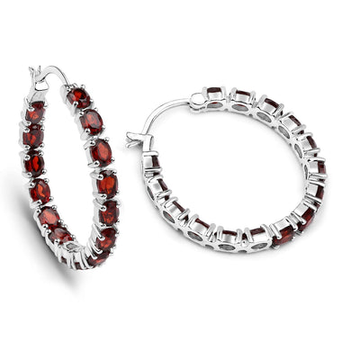 6.00 Carat Genuine Garnet .925 Sterling Silver Earrings - 0