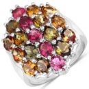5.89 Carat Genuine Multi Tourmaline .925 Sterling Silver Ring-1