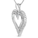 .925 Sterling Silver 1.00 Cttw Lab-Grown Diamond Open Heart Pendant Necklace (F-G Color, VS1-VS2 Clarity) - 18" Inches-3