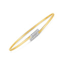 14k Two Tone Gold Diamond Bypass Bar Bangle (2.00 mm)-2