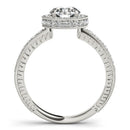 14k White Gold Milgrain Border Diamond Pave Engagement Ring (1 1/2 cttw)-2