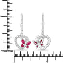 0.59 Carat Genuine Ruby and Created White Sapphire .925 Sterling Silver Earrings-3