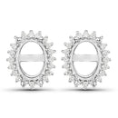 0.26 Carat Genuine White Diamond 14K White Gold Semi Mount Earrings - holds 8x6mm Oval Gemstones-1