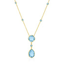 14k Yellow Gold Necklace with Pear-Shaped and Cushion Blue Topaz Briolettes-1