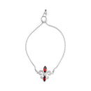 .925 Sterling Silver Marquise Garnet  and Diamond Accent Lariat 4â€-10â€ Fleur De Lis Adjustable Bolo Bracelet (H-I Color, SI1-SI2 Clarity)-5