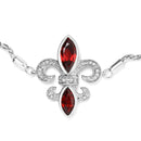 .925 Sterling Silver Marquise Garnet  and Diamond Accent Lariat 4â€-10â€ Fleur De Lis Adjustable Bolo Bracelet (H-I Color, SI1-SI2 Clarity)-6