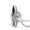 .925 Sterling Silver Marquise Black Onyx, Orange Citrine, and Diamond Accent Lariat 4â€-10â€ Fleur De Lis Adjustable Bolo Bracelet (I-J Color, I1-I2 Clarity) - 7"-3