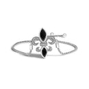 .925 Sterling Silver Marquise Black Onyx and Diamond Accent Lariat 4â€-10â€ Fleur De Lis Adjustable Bolo Bracelet (I-J Color, I1-I2 Clarity)-2