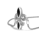 .925 Sterling Silver Marquise Black Onyx and Diamond Accent Lariat 4â€-10â€ Fleur De Lis Adjustable Bolo Bracelet (I-J Color, I1-I2 Clarity)-3