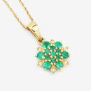 0.72 Carat Genuine Zambian Emerald and White Diamond 14K Yellow Gold Pendant-4