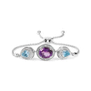 .925 Sterling Silver Oval Amethyst and Pear Blue Topaz with Diamond Accent Lariat 4â€-10â€ Adjustable Bolo Bracelet (H-I Color, SI1-SI2 Clarity)-5