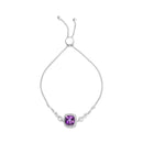 .925 Sterling Silver 10mm Cushion Cut Amethyst Gemstone and Diamond Accent Lariat 4â€-10â€ Adjustable Bolo Bracelet (H-I Color, SI1-SI2 Clarity)-5