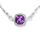 .925 Sterling Silver 10mm Cushion Cut Amethyst Gemstone and Diamond Accent Lariat 4â€-10â€ Adjustable Bolo Bracelet (H-I Color, SI1-SI2 Clarity)-6