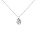 .925 Sterling Silver 1 1/2 Cttw Diamond Oval Cluster Pendant Necklace (I-J Color, I2-I3 Clarity) - 18"-1
