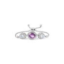 .925 Sterling Silver Oval Amethyst and Pear Blue Topaz with Diamond Accent Lariat 4â€-10â€ Adjustable Bolo Bracelet (H-I Color, SI1-SI2 Clarity)-2