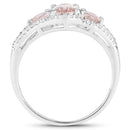 1.34 Carat Genuine Morganite and White Topaz .925 Sterling Silver Ring-2