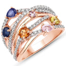 1.51 Carat Genuine Multi Sapphire .925 Sterling Silver Ring-1