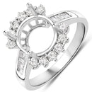 0.58 Carat Genuine White Diamond 14K White Gold Semi Mount Ring - holds 9.00mm Round Gemstone-1