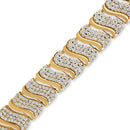 14K Yellow Gold 15.0 Cttw Diamond Chevron Wave 7.25" Inch Link Bracelet (J-K Color, I1-I2 Clarity)-4
