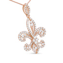 14K Yellow Gold 1.00 Cttw Round Diamond Fleur De Lis 18" Pendant Necklace (H-I Color, SI2-I1 Clarity)-3