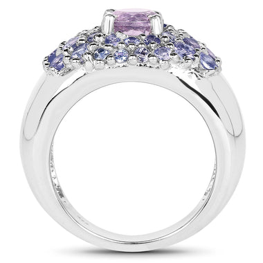 2.43 Carat Genuine Amethyst and Tanzanite .925 Sterling Silver Ring - 0