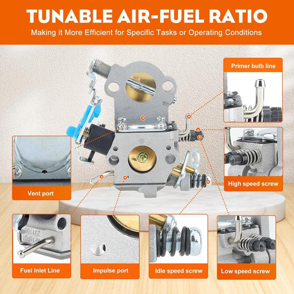 Hipa Carburetor Kit for Husqvarna 455 Rancher 455E 460 461 Chainsaw Parts Replace 531440701 544883001 WTEA-1-1 WTA-29 C1M-EL35