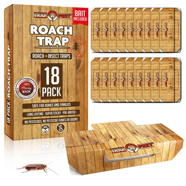 Roach Traps Indoor Sticky (18 Pack) - Glue Traps for Roaches Bug Traps with Roach Bait Traps - Long Lasting Non-Toxic Children and Pet Friendly - Trap a Pest - 0