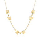 14k Yellow Gold 18 inch Necklace with Polished Butterflies and Beads-2