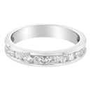 IGI Certified 1.0 Cttw Diamond 18K White Gold Channel-Set Half-Eternity Band Wedding Ring (E-F Color, I1-I2 Clarity) - Size 5-1/2-2