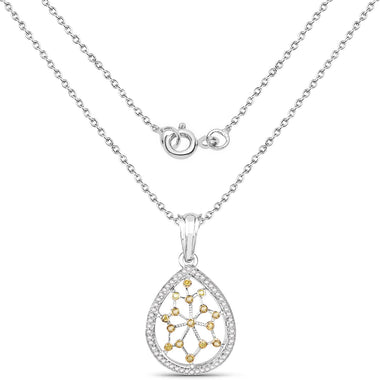 0.45 Carat Genuine White Diamond and Yellow Diamond .925 Sterling Silver Pendant - 0