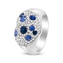 18K White Gold Blue Sapphire and 5/8 Cttw Diamond Cluster Heart Shaped  Ring (F-G Color, VS1-VS2 Clarity) - Size 7.5-4