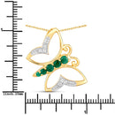 0.51 Carat Genuine Emerald and White Zircon .925 Sterling Silver Necklace-3