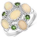 1.90 Carat Genuine Ethiopian Opal and Chrome Diopside .925 Sterling Silver Ring-1