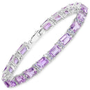 19.19 Carat Genuine Amethyst and Tanzanite .925 Sterling Silver Bracelet-2