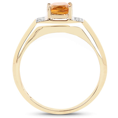 14K Yellow Gold Plated 1.36 Carat Genuine Citrine & White Topaz .925 Sterling Silver Ring - 0