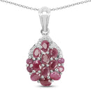 2.54 Carat Genuine Ruby & White Diamond .925 Sterling Silver Pendant-1
