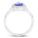 1.02 Carat Genuine Tanzanite and White Topaz .925 Sterling Silver Ring-2