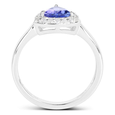 1.02 Carat Genuine Tanzanite and White Topaz .925 Sterling Silver Ring - 0