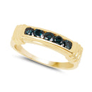 14K Yellow Gold Plated 0.50 Carat Genuine Blue Diamond .925 Sterling Silver Ring-2