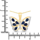 1.67 Carat Genuine Blue Sapphire and White Zircon .925 Sterling Silver Pendant-3