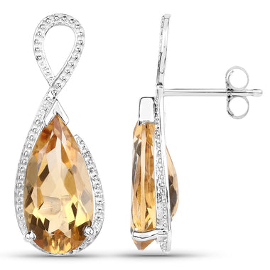 10.04 Carat Genuine Citrine .925 Sterling Silver Earrings - 0