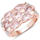 2.65 Carat Genuine Morganite and White Diamond .925 Sterling Silver Ring-1